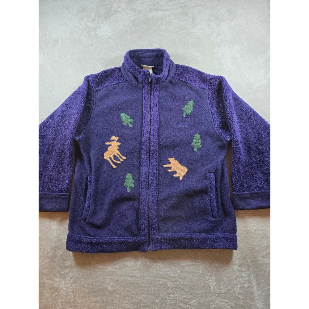 Vintage Fleece Jacket Women L Purple Northern Reflections Nature Cottage *Read
